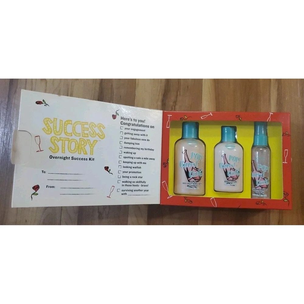 BBW Success Story Pop Cheers Clink 3 in 1 Lotion Shimmer Body Spray Gift Set